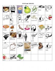 English Worksheet: food and drinks