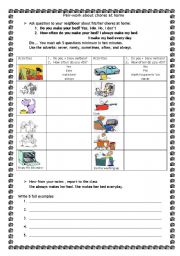 English Worksheet: pairwork about chores