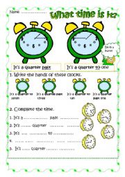 English Worksheet: what time is it? 2