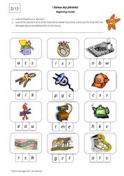 English Worksheet: I Know My Phonics Beginning Sounds 2/12