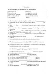 English worksheet: Exercise: Some Phrasal Verbs & Superlative