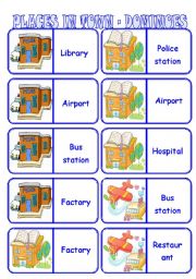 English Worksheet: PLACES IN TOWN - DOMINOES - 3 PAGES