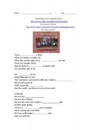 English Worksheet: We are the world by Michael Jackson worksheet