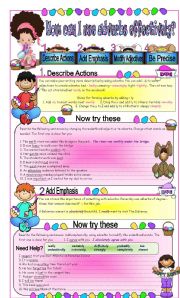 English Worksheet: Using Adverbs Effectively to improve Writing