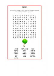 English Worksheet: tree wordsearch