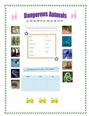 English worksheet: Dangerous Animals