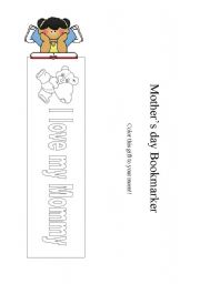 English Worksheet: mothers day bookmark