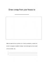 English Worksheet: Draw a map and write directions