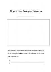 English worksheet: Draw a map and write directions