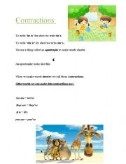 English worksheet: contractions