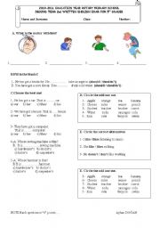 English Worksheet: 2nd term 2nd english exam for the 5th grade