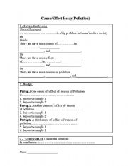 English Worksheet: cause and effect outline( Pollution)