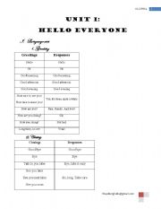 English Worksheet: unit 1 - New Headway (elementary)