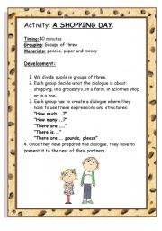 English Worksheet: shopping day