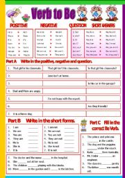 English Worksheet: Verb To Be with keys