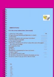 English worksheet: Abbreviations