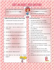 English Worksheet: Indirect Speech (questions)