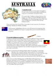English Worksheet: Australia and its indigenous population