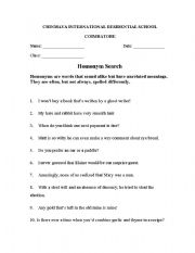 English worksheet: Homonyms