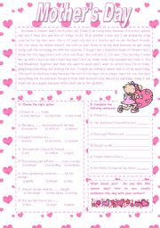 English Worksheet: Mothers Day text