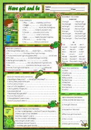 English Worksheet: Have got and be - UPDATED AND WITH KEY INCLUDED