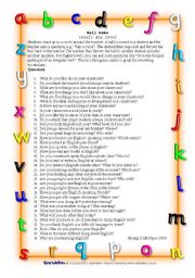 English Worksheet: Ball Game - To practice making questions or Tenses