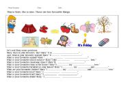 English worksheet: Favourte things