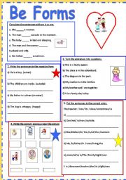 English Worksheet: Be Forms