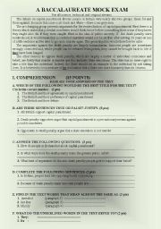 English Worksheet: A BACCALAUREATE MOCK EXAM For all science, technical and original streams. 