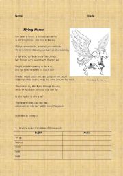 English worksheet: Flying horse