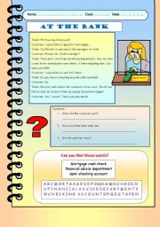 English Worksheet: At the Bank