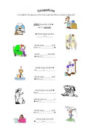 English Worksheet: Occupations - What does he/she do?