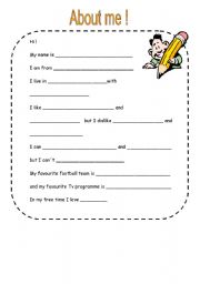 English Worksheet: lets write or speak about you !!!!