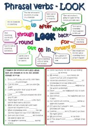 English Worksheet: Phrasal verbs - LOOK (B&W + KEY included) 