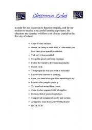 English Worksheet: Classroom rules