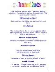 English Worksheet: Teachers Quotes