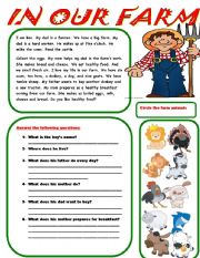 English Worksheet: life in the farm