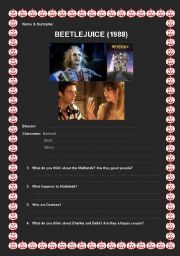 English worksheet: Beetlejuice Movie Study Questions & Answer Key