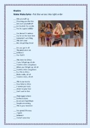 Shakira Waka Waka Esl Worksheet By Floria