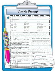 English Worksheet: Simple present exercises.