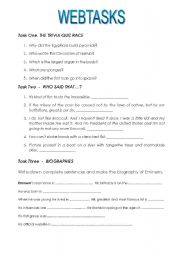 English worksheet: Webtasks