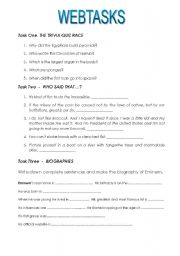 English Worksheet: Webtasks