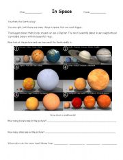 English worksheet: In Space