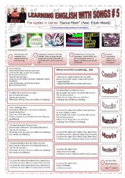 English Worksheet: ENGLISH WITH SONGS #5# - (4 pages) - DANCING - Song - DANCE FLOOR - The apples in stereo feat. Elijah Wood - with 10 exercises + SHORT Story told in images