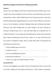 English Worksheet: Reading ex