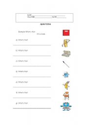 English worksheet: Scool Objects - Whats this?