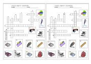 English Worksheet: School Objects Crossword