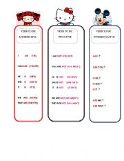 English Worksheet: VERB TO BE BOOKMARKS