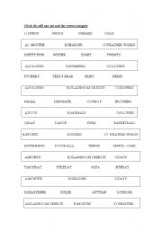 English worksheet: circle the odd one out