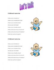 English Worksheet: Was/ were questions- Childhood memories